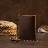 Портмоне з ланцюжком матове Vintage 20439 Коричневе 11х8х2,2, фото 6