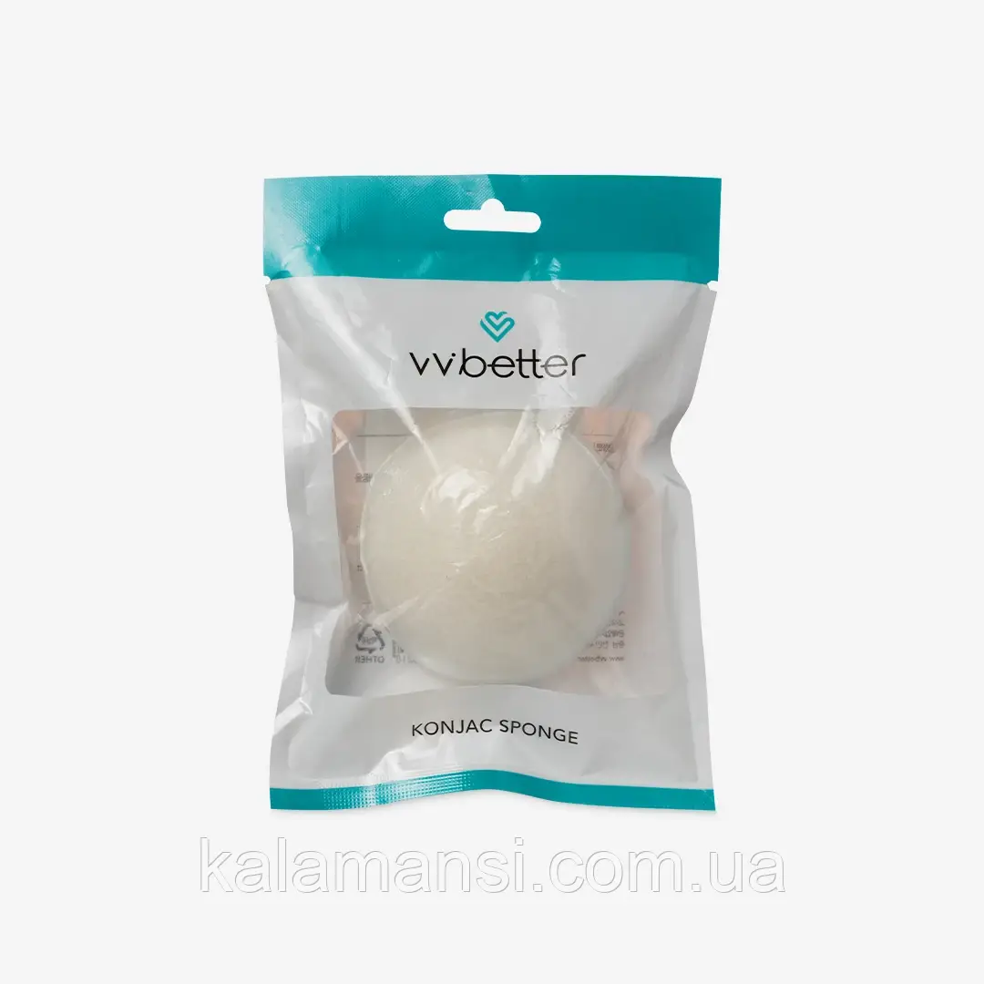 Білий спонж конняку для обличчя VVbetter Konjac Sponge