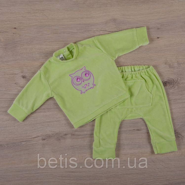 К-м "Совушка" з вишивкою Салатовий Велюр арт.27079540  Зріст 68-44(р)