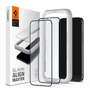 Захисне скло Spigen Glas.tR Align Master FC 2-Pack для iPhone 12 Pro Max Black 2шт. (AGL01792)
