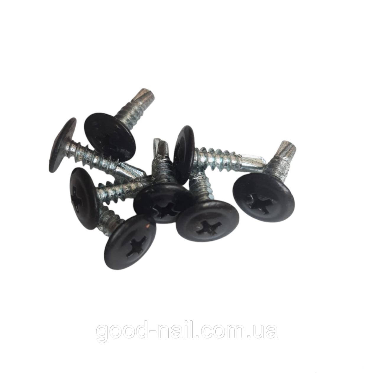 Саморізи з пресшайбою для металу 4,2*16 RAL9005 (чорний), фото 1