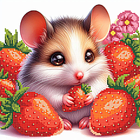 Схема для вишивки бісером ,, Мишеня з Полуничкою,,  Сб-4-1061