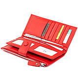 Оригінальний гаманець шкіряний на хлястику з кнопкою ST Leather 19281 Червоний 19х9х1,7 см, фото 3