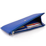 Горизонтальний тонкий гаманець зі шкіри ST Leather 19329 Синій 19х9,5х2,5 см, фото 3