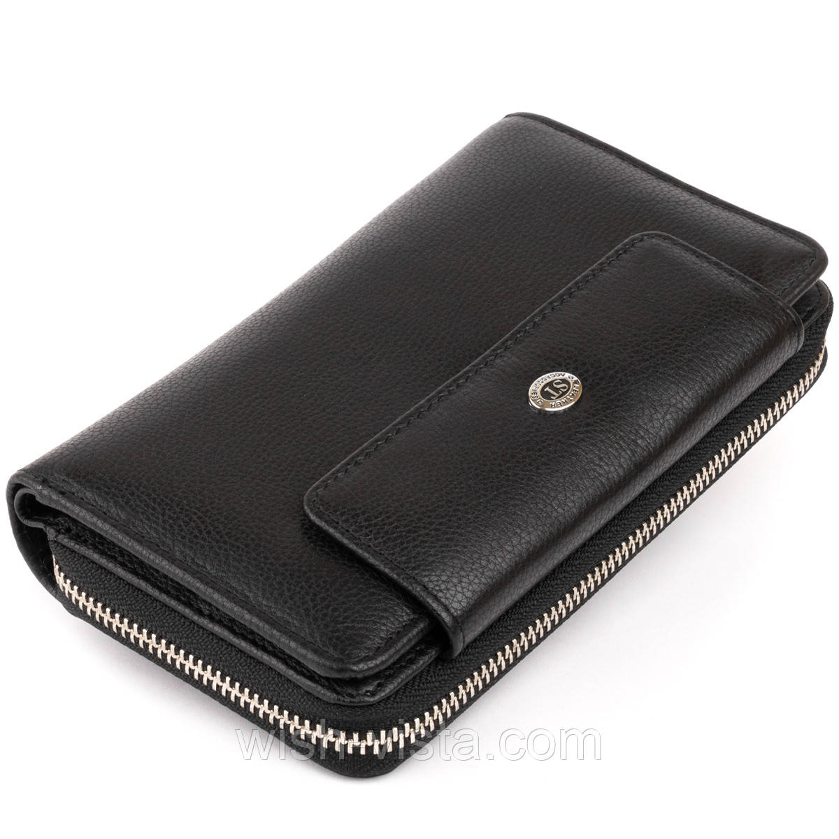 Гаманець зі шкіри на клямці ST Leather369 Чорний 19х9,5х2,5 см, фото 1