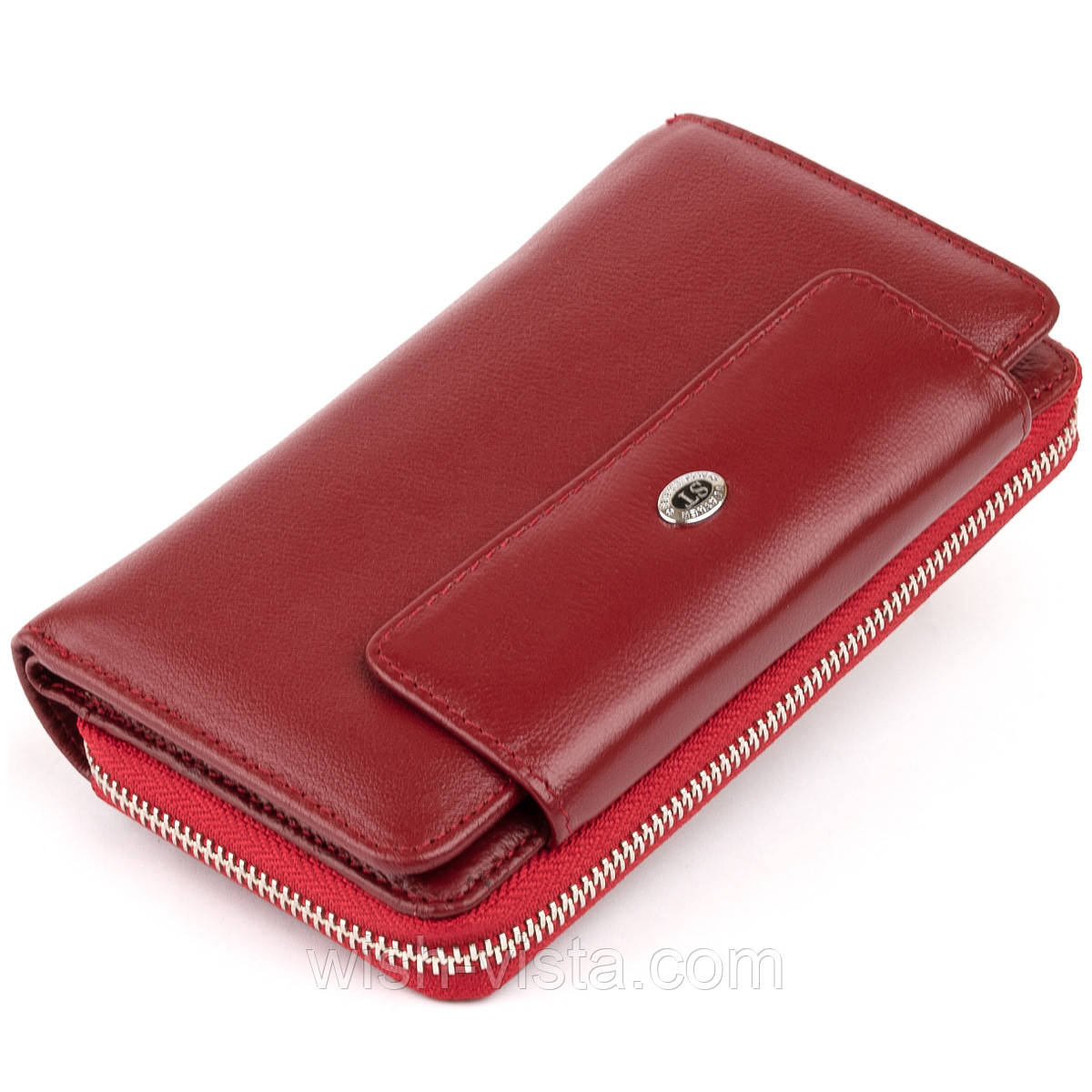 Гаманець зі шкіри на клямці ST Leather 19341 Бордовий 19х9,5х2,5 см, фото 1