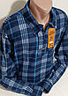 Тепла чоловіча сорочка фланель Ao Long Com vd-0052 синя картата, тепла чоловіча сорочка з начосом на зиму, фото 8