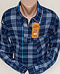 Тепла чоловіча сорочка фланель Ao Long Com vd-0052 синя картата, тепла чоловіча сорочка з начосом на зиму, фото 6