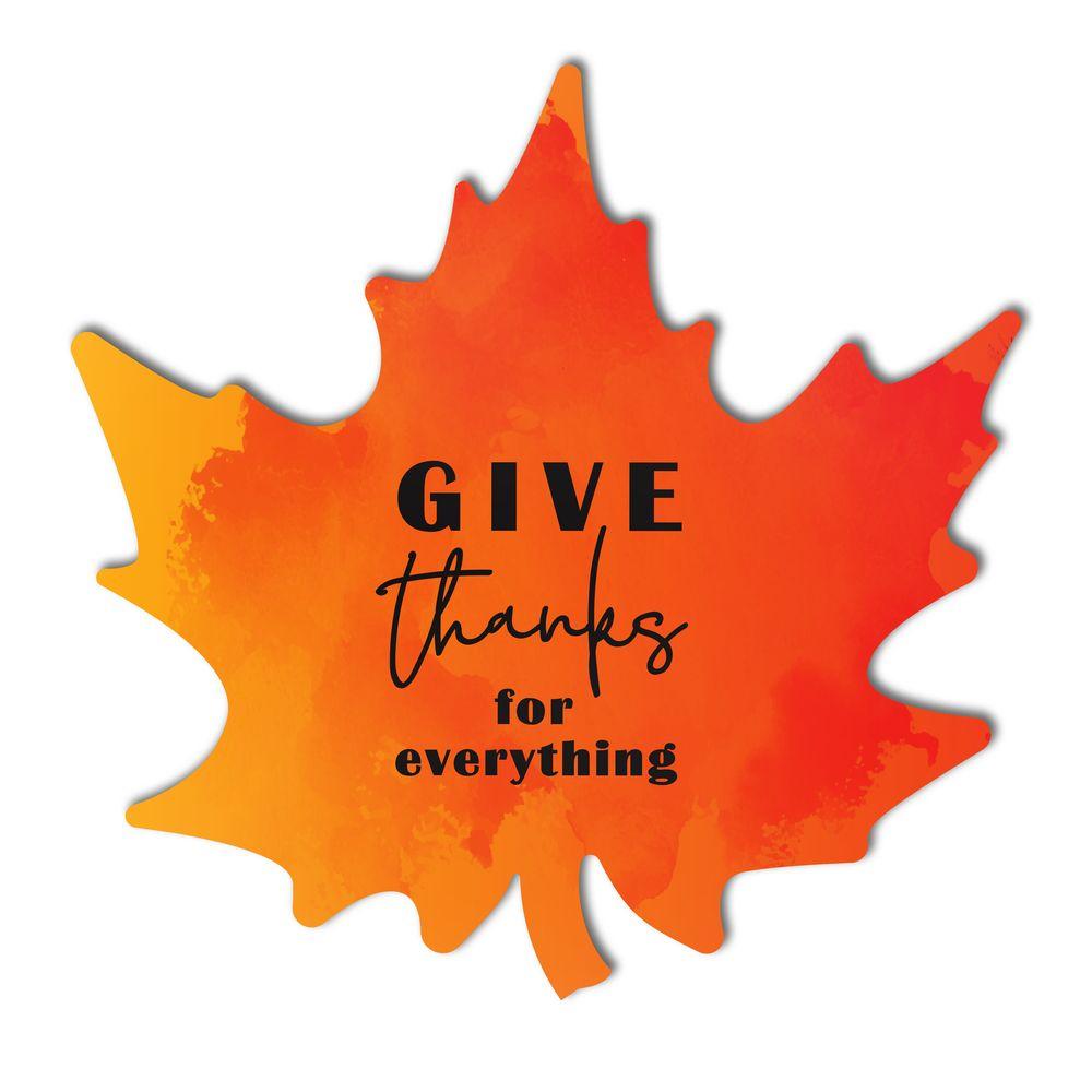 Декоративна дерев'яна табличка-лист 30х30 Gives thanks for everything хртл001а