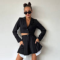 Трендовий костюм укорочений піджак зі спідницею. Костюм на 1 вересня