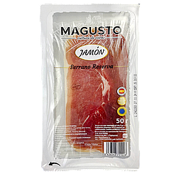 Хамон нарізка серрано резерва Магусто Magusto 50g 25шт/ящ (Код: 00-00016739)