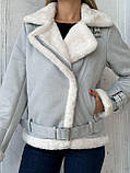 Жіночі замшеві дублянки на хутрі, фото 3