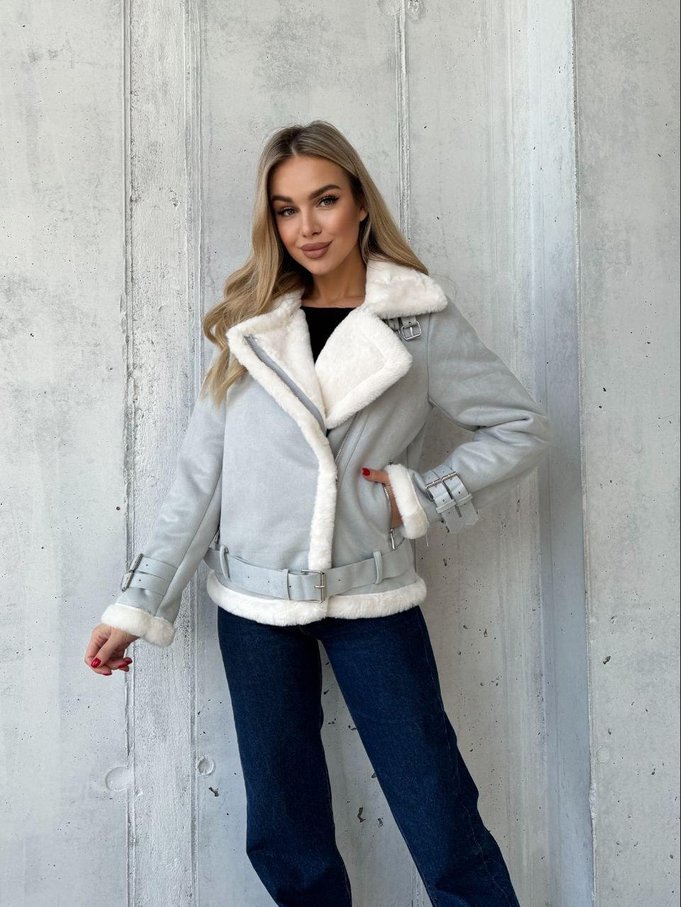 Жіночі замшеві дублянки на хутрі, фото 1