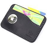 Горизонтальний картхолдер із тримачем для Apple AirTag з натуральної шкіри GRANDE PELLE 11611 Чорний, фото 3