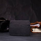 Горизонтальний картхолдер із тримачем для Apple AirTag з натуральної шкіри GRANDE PELLE 11611 Чорний, фото 6