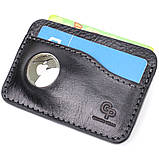 Кардхолдер горизонтального типу з тримачем для Apple AirTag з натуральної шкіри GRANDE PELLE 11613 Чорний, фото 3