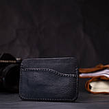 Кардхолдер горизонтального типу з тримачем для Apple AirTag з натуральної шкіри GRANDE PELLE 11613 Чорний, фото 6
