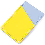 Шкіряний картхолдер комбі двох кольорів Серце GRANDE PELLE 16701 Жовто-блакитний, фото 2