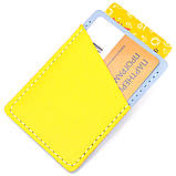 Шкіряний картхолдер комбі двох кольорів Серце GRANDE PELLE 16701 Жовто-блакитний, фото 3