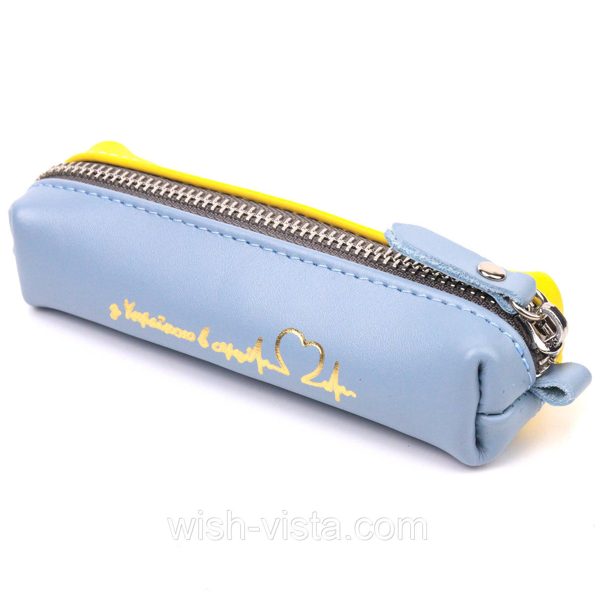 Шкіряна ключниця Серце GRANDE PELLE 16716 Жовто-блакитна, фото 1