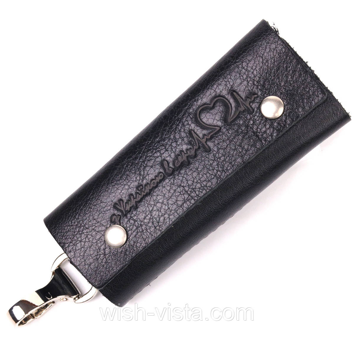 Ключниця в глянсовій шкірі Серце GRANDE PELLE 16718 Чорна, фото 1