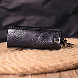 Ключниця в глянсовій шкірі Серце GRANDE PELLE 16718 Чорна, фото 7