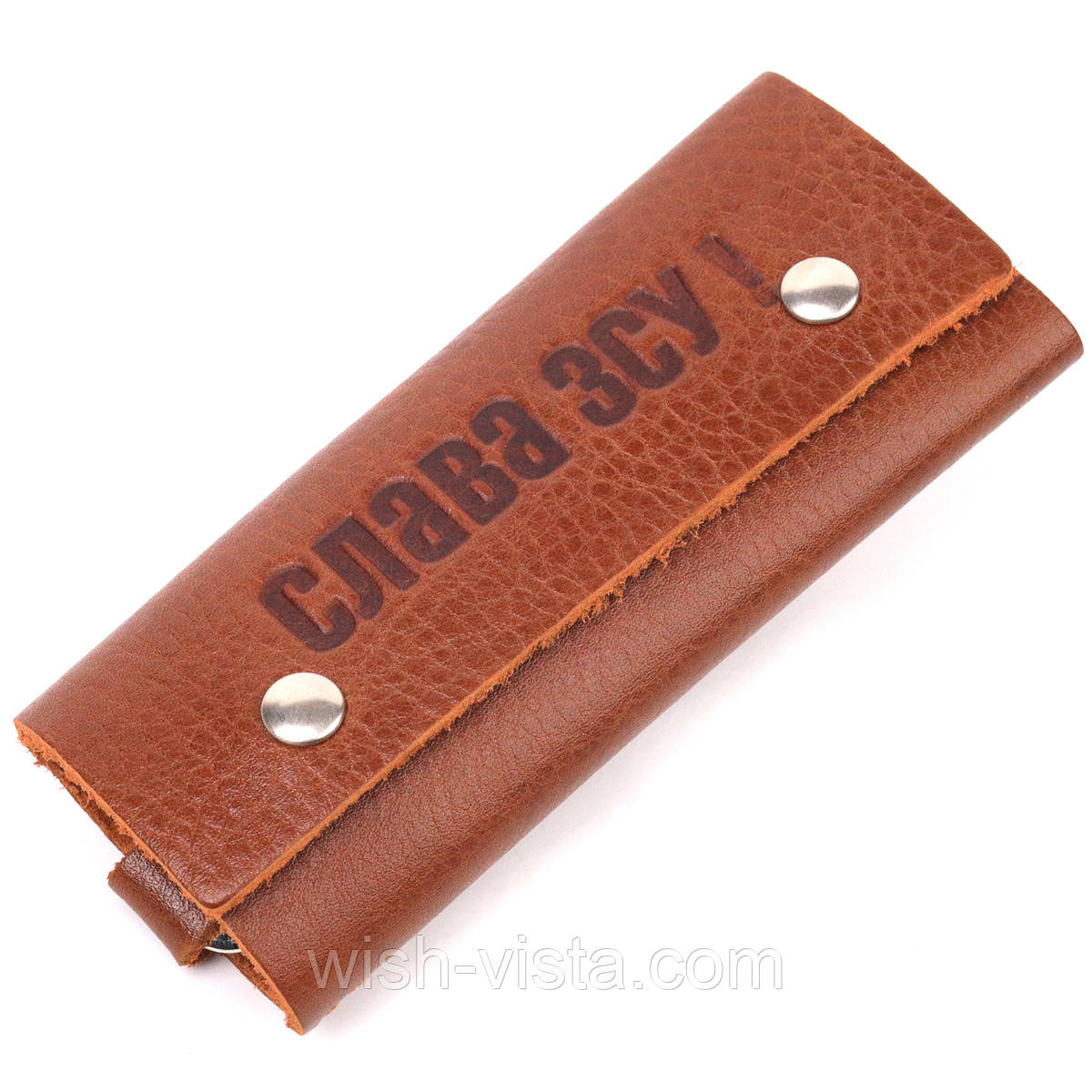 Ключниця в глянсовій шкірі Слава ЗСУ GRANDE PELLE 16720 Світло-коричнева, фото 1