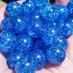 Намистини пластикові "Бите скло", 8 мм, сині (30 шт)