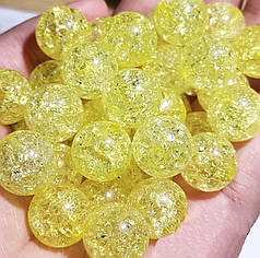 Намистини пластикові "Бите скло", 8 мм, жовті (30 шт)