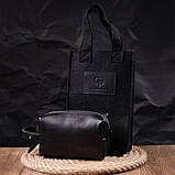 Косметичка з гладкої шкіри на змійці Україна GRANDE PELLE 16761 Чорна, фото 8