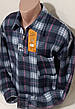 Тепла чоловіча сорочка фланель Ao Long Com vd-0053 синя картата, тепла чоловіча сорочка з начосом на зиму XXL, фото 9