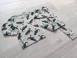 Піжама для хлопчика 1-5 років демісезонна, арт. 727 зелені динозаври