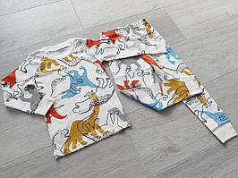 Дитяча піжама для хлопчика 2-5 років арт. 730 з різнокольоровими динозаврами