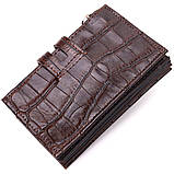 Кардхолдер із натуральної шкіри з тисненням під крокодила KARYA 21330 Коричневий, фото 2