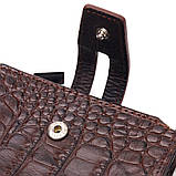 Кардхолдер із натуральної шкіри з тисненням під крокодила KARYA 21330 Коричневий, фото 3