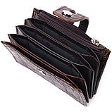 Кардхолдер із натуральної шкіри з тисненням під крокодила KARYA 21330 Коричневий, фото 4