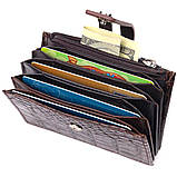 Кардхолдер із натуральної шкіри з тисненням під крокодила KARYA 21330 Коричневий, фото 5