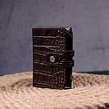 Кардхолдер із натуральної шкіри з тисненням під крокодила KARYA 21330 Коричневий, фото 6