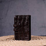 Кардхолдер із натуральної шкіри з тисненням під крокодила KARYA 21330 Коричневий, фото 7