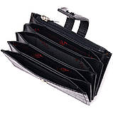 Кардхолдер із натуральної шкіри з тисненням під крокодила KARYA 21331 Чорний, фото 3