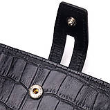 Кардхолдер із натуральної шкіри з тисненням під крокодила KARYA 21331 Чорний, фото 4