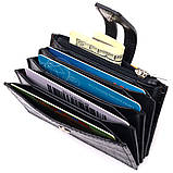 Кардхолдер із натуральної шкіри з тисненням під крокодила KARYA 21331 Чорний, фото 5