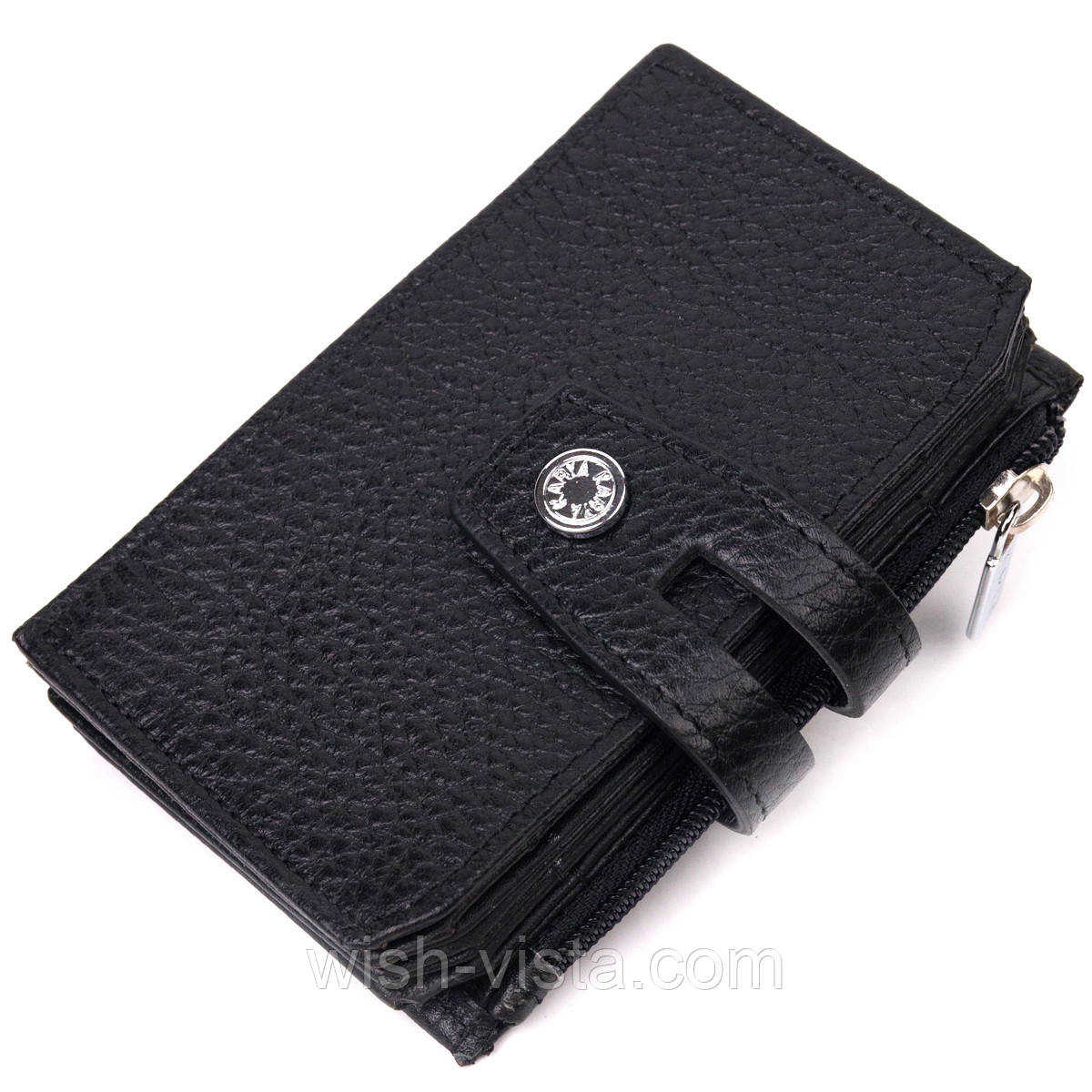 Кардхолдер із натуральної зернистої шкіри KARYA 21332 Чорний, фото 1