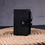 Кардхолдер із натуральної зернистої шкіри KARYA 21332 Чорний, фото 5