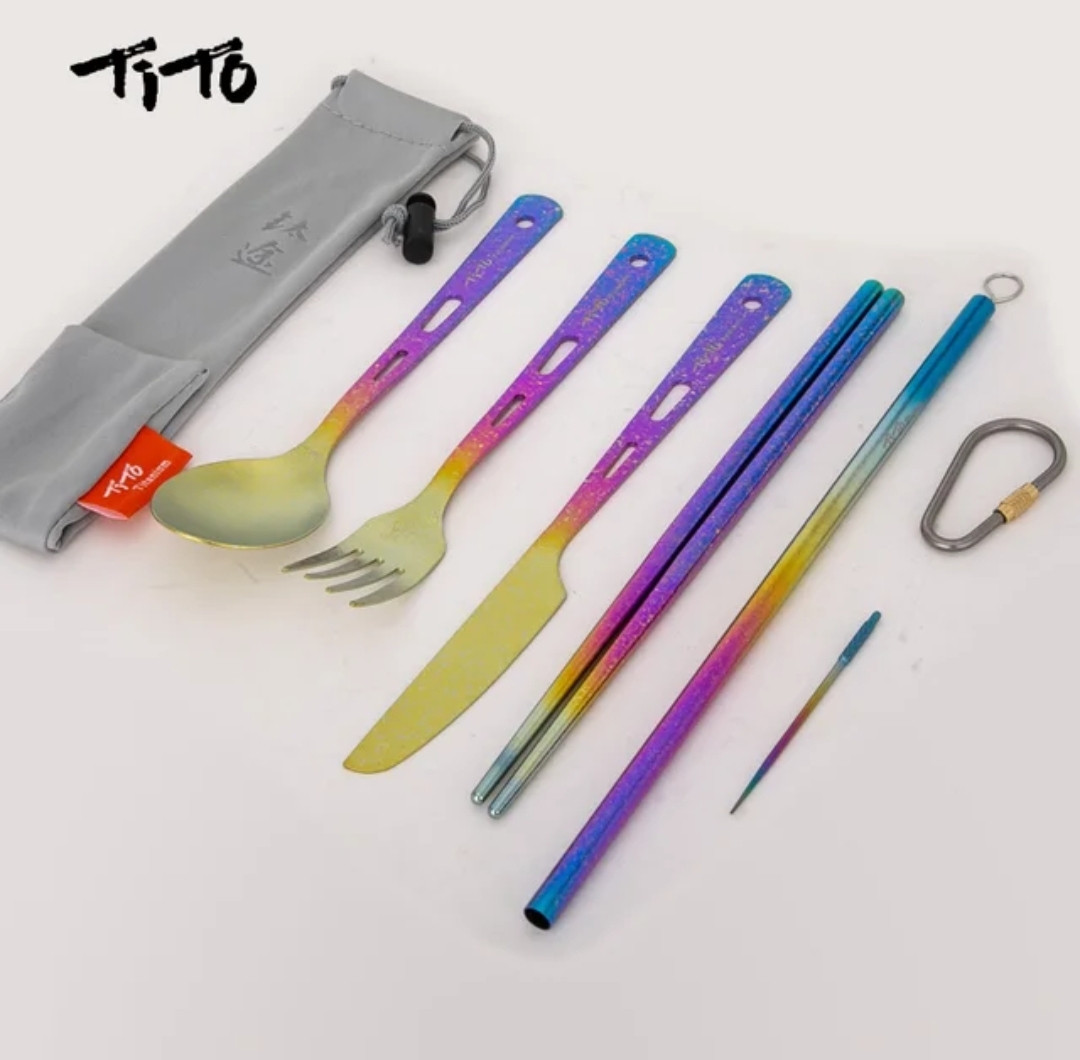 Набір столових приборів з титану з анодуванням Tito, фото 1