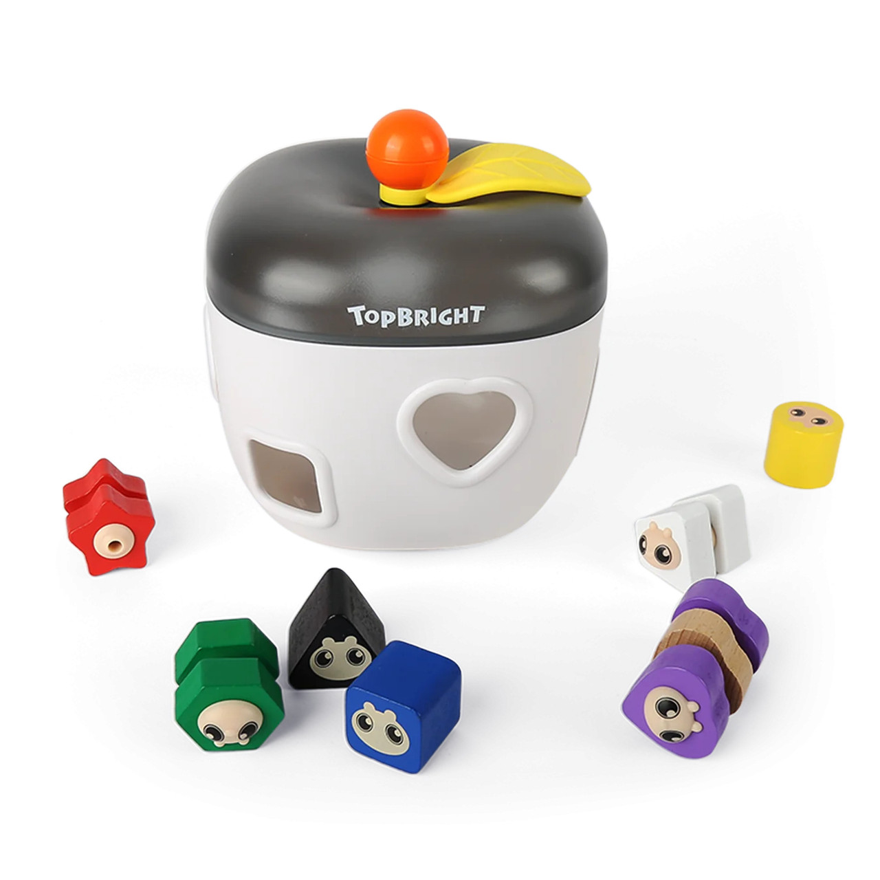 Сортер у формі яблука Top Bright 7 форм кольори пластик дерево уп 16,6*15,2*17,6см (121009), фото 1