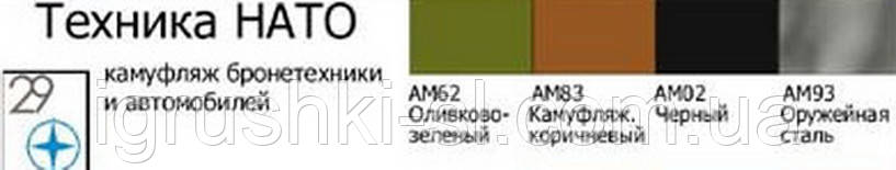 Тематичний набір акрилових фарб Хома "Техніка НАТО"
