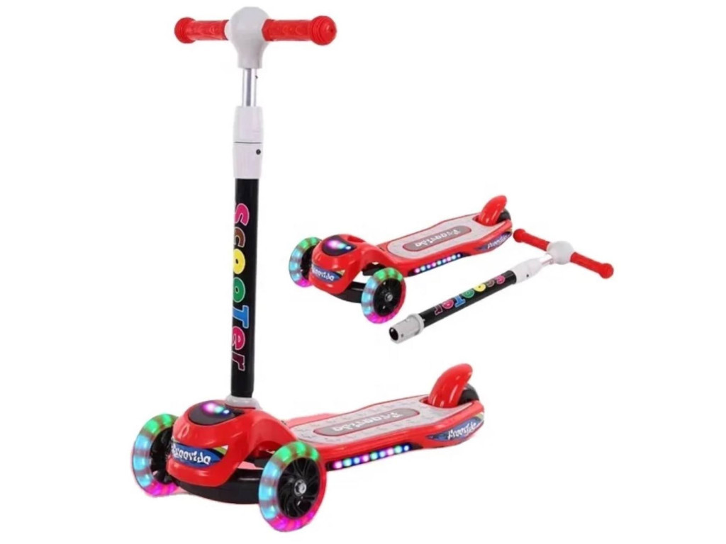 ❤️Стильний яскравий дитячий трьохколісний самокат Scooter 042 складний, підсвітка колес, ножне гальмо, фото 1