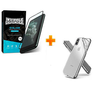 Комплект 2в1: чохол Ringke Air Clear + захисне скло Ringke Invisible Defender для iPhone XS/X