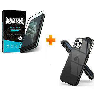 Комплект 2в1: чохол Ringke Air Black Smoke + захисне скло Ringke Invisible Defender для iPhone Pro 11